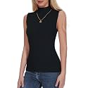 Womens Textured Tank Top Mock Neck Sleeveless Slim Fit Vest Top