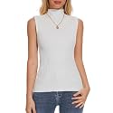 Womens Textured Tank Top Mock Neck Sleeveless Slim Fit Vest Top