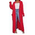 Womens Thin Stylish Cable Knit Dual Extra Long Maxi Cardigan with 2-Pockets