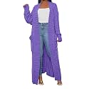 Womens Thin Stylish Cable Knit Dual Extra Long Maxi Cardigan with 2-Pockets