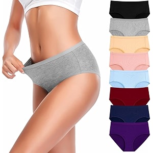 Womens Underwear Cotton Hipster Panties Mid Rise