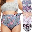 Womens Underwear Plus Size XL-5XL Briefs Panties Rose Floral 5-Pack