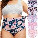 Womens Underwear Plus Size XL-5XL Briefs Panties Rose Floral 5-Pack