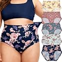 Womens Underwear Plus Size XL-5XL Briefs Panties Rose Floral 5-Pack