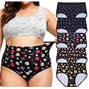 Womens Underwear Plus Size XL-5XL Briefs Panties Rose Floral 5-Pack