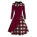 Womens Vintage Gothic Steampunk Dress Casual Plaid Patchwork Button Hooded Dress Retro Rockabilly Punk Hippie Dresses