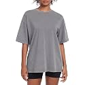 Womens Washed Vintage Oversized T-Shirt Baggy Workout Tops Short Sleeve Cotton Tshirts Streetwear Boyfriend Tee