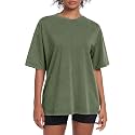Womens Washed Vintage Oversized T-Shirt Baggy Workout Tops Short Sleeve Cotton Tshirts Streetwear Boyfriend Tee