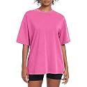Womens Washed Vintage Oversized T-Shirt Baggy Workout Tops Short Sleeve Cotton Tshirts Streetwear Boyfriend Tee
