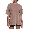 Womens Washed Vintage Oversized T-Shirt Baggy Workout Tops Short Sleeve Cotton Tshirts Streetwear Boyfriend Tee