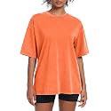 Womens Washed Vintage Oversized T-Shirt Baggy Workout Tops Short Sleeve Cotton Tshirts Streetwear Boyfriend Tee
