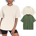 Womens Washed Vintage Oversized T-Shirt Baggy Workout Tops Short Sleeve Cotton Tshirts Streetwear Boyfriend Tee