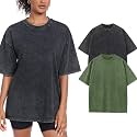 Womens Washed Vintage Oversized T-Shirt Baggy Workout Tops Short Sleeve Cotton Tshirts Streetwear Boyfriend Tee