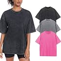Womens Washed Vintage Oversized T-Shirt Baggy Workout Tops Short Sleeve Cotton Tshirts Streetwear Boyfriend Tee