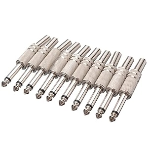 won pack of 10 635 mm stereo male metalpin micpin connector for repair 65 mm metal mic pin with golden tip connector