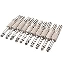 WON (Pack of 10 6.35 mm Stereo Male MetalPin MicPin Connector for Repair 6.5 mm Metal Mic Pin with Golden Tip Connector
