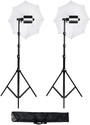 WON Pair Studio Porta Umbrella Video Light for Video Photography Portable Studio Kit 9 FEET New Edition 2021 White Reflector Umbrella