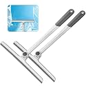 Window Squeegee, 2 Pack Shower Squeegee for Glass Doors Bathroom Mirror Windows Cars and Tile Walls, Silicone Plastic Squiggy Cleaner Tool 12 inch (Gray+Gray)