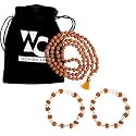 Wonder Care Rudraksha Mala-Panchmukhi (5 Mukhi) Rudraksha Mala 108 Beads with Certificate (Brown) 6-mm Beads Sized