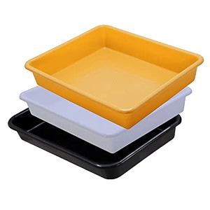 wonder exel small rectangular multipurpose organising amp storage plastic tray set of 3 multicolour standard excelsmall mix white yellow black