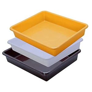 wonder exel small rectangular multipurpose organising amp storage plastic tray set of 3 multicolour standard excelsmall mix white yellow brown