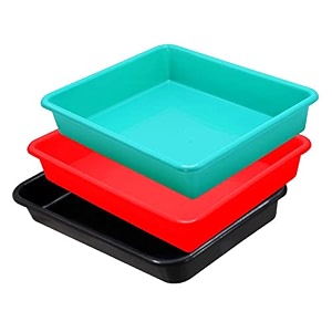 wonder exel small rectangular multipurpose organising amp storage plastic tray set of 3 multicolour standard excelsmall mix red green black