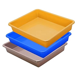wonder exel small rectangular multipurpose organising amp storage plastic tray set of 3 multicolour standard excelsmall mix blue yellow choco