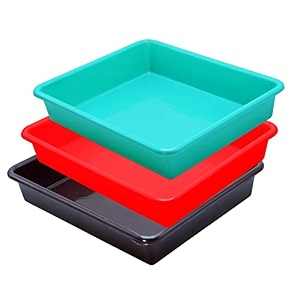 wonder exel small rectangular multipurpose organising amp storage plastic tray set of 3 multicolour standard excelsmall mix red green grey