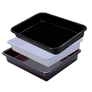 wonder exel small rectangular multipurpose organising amp storage plastic tray set of 3 multicolour standard excelsmall mix white brown black