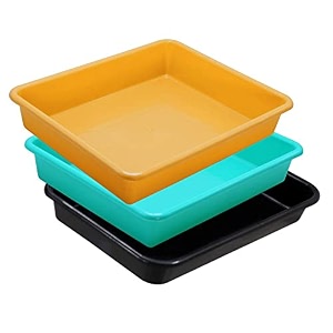 wonder exel small rectangular multipurpose organising amp storage plastic tray set of 3 multicolour standard excelsmall mix green yellow black