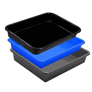 wonder exel small rectangular multipurpose organising amp storage plastic tray set of 3 multicolour standard excelsmall mix blue grey black