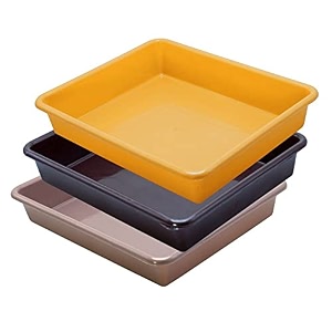 wonder exel small rectangular multipurpose organising amp storage plastic tray set of 3 multicolour standard excelsmall mix yellow brown choco