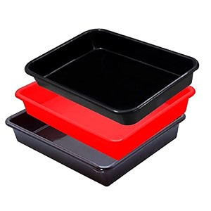 wonder exel small rectangular multipurpose organising amp storage plastic tray set of 3 multicolour standard excelsmall mix red brown black