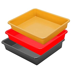 wonder exel small rectangular multipurpose organising amp storage plastic tray set of 3 multicolour standard excelsmall mix red yellow grey