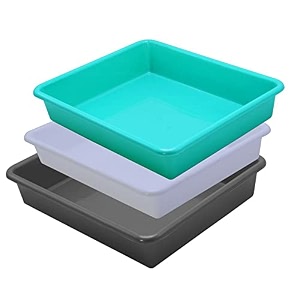 wonder exel small rectangular multipurpose organising amp storage plastic tray set of 3 multicolour standard excelsmall mix white green grey