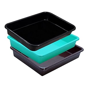wonder exel small rectangular multipurpose organising amp storage plastic tray set of 3 multicolour standard excelsmall mix green brown black