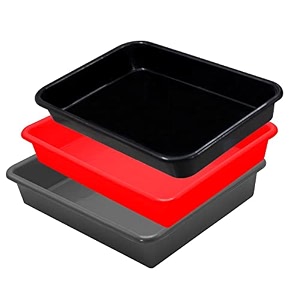 wonder exel small rectangular multipurpose organising amp storage plastic tray set of 3 multicolour standard excelsmall mix red grey black