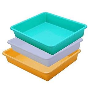 wonder exel small rectangular multipurpose organising amp storage plastic tray set of 3 multicolour standard excelsmall mix white green yellow