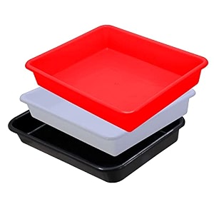 wonder exel small rectangular multipurpose organising amp storage plastic tray set of 3 multicolour standard excelsmall mix white red black
