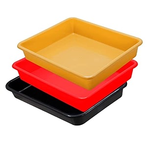 wonder exel small rectangular multipurpose organising amp storage plastic tray set of 3 multicolour standard excelsmall mix red yellow black