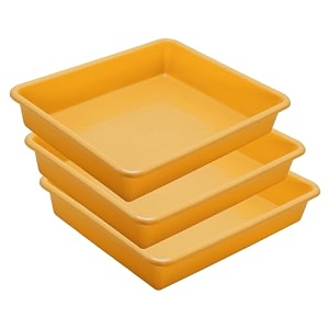 simply home exel 101 multipurpose stackable rectangular plastic storage trayhomekitchenofficeschoolcommercialindustrylabhospitalpaperdesk organiser27 x 35 x 7 set of 3  yellow