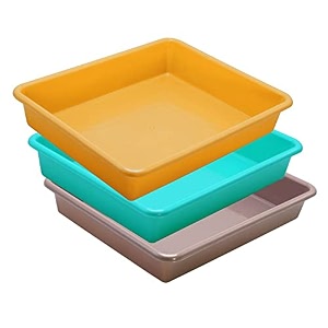 wonder exel small rectangular multipurpose organising amp storage plastic tray set of 3 multicolour standard excelsmall mix green yellow choco