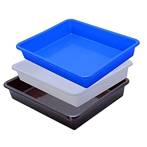 wonder exel small rectangular multipurpose organising amp storage plastic tray set of 3 multicolour standard excelsmall mix white blue brown