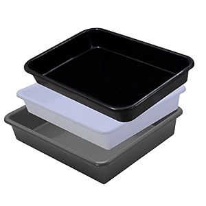 wonder exel small rectangular multipurpose organising amp storage plastic tray set of 3 multicolour standard excelsmall mix white grey black