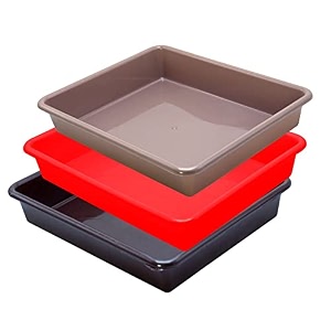 wonder exel small rectangular multipurpose organising amp storage plastic tray set of 3 multicolour standard excelsmall mix red brown choco