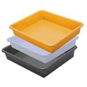 Wonder Exel Small Rectangular Multipurpose Organising &amp; Storage Plastic Tray, Set of 3, Multicolour, Standard (EXCELSMALL) (Mix) (White Yellow Grey)