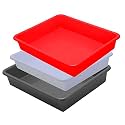 Wonder Exel Small Rectangular Multipurpose Organising &amp; Storage Plastic Tray, Set of 3, Multicolour, Standard (EXCELSMALL) (Mix) (White Red Grey)