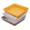 Wonder Exel Small Rectangular Multipurpose Organising &amp; Storage Plastic Tray, Set of 3, Multicolour, Standard (EXCELSMALL) (Mix) (White Yellow Choco)