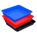 Wonder Exel Small Rectangular Multipurpose Organising &amp; Storage Plastic Tray, Set of 3, Multicolour, Standard (EXCELSMALL) (Mix) (Red Blue Black)