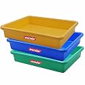 Simply Home Multipurpose Rectangular Small Plastic Trays| Stationary Office Organiser Tray | Strong Plastic Material | Colorful Stackable Storage Trays for Home &amp; Office |Pack of 3 | Red Yellow Blue